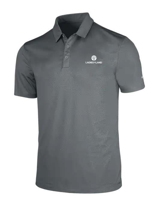NIKE Medium Grey Dri-Fit Embossed Tri-Blade Polo w/Ladies In Land Logo