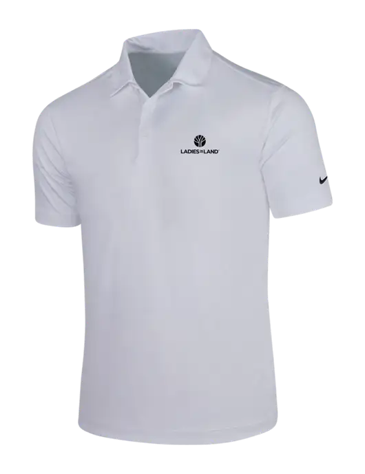 NIKE White Dri-Fit Vertical Mesh Polo w/Ladies In Land Logo
