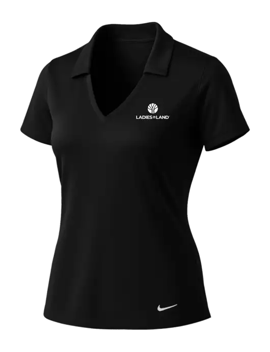 NIKE Black Womens Dri-Fit Vertical Mesh Polo w/Ladies In Land Logo