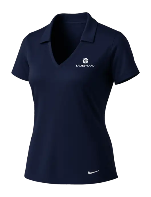 NIKE Dark Navy Womens Dri-Fit Vertical Mesh Polo w/Ladies In Land Logo