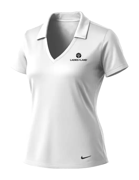 NIKE White Womens Dri-Fit Vertical Mesh Polo w/Ladies In Land Logo