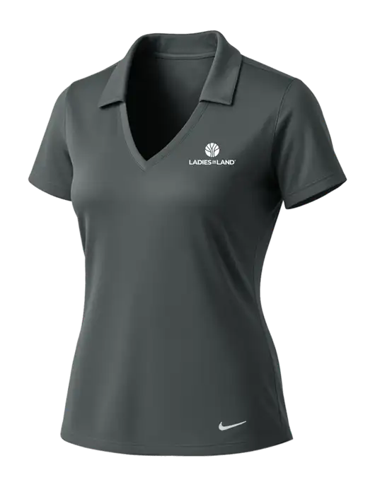 NIKE Dark Grey Womens Dri-Fit Vertical Mesh Polo w/Ladies In Land Logo