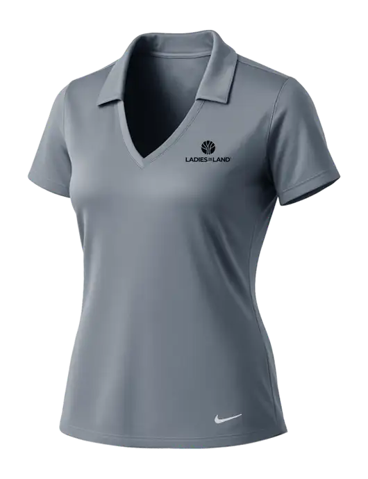 NIKE Medium Grey Womens Dri-Fit Vertical Mesh Polo w/Ladies In Land Logo
