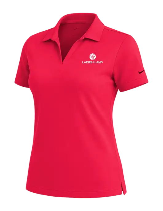 NIKE Red Womens Dri-Fit Micro Pique Polo w/Ladies In Land Logo