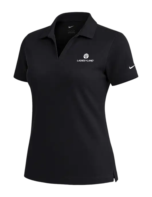 NIKE Black Womens Dri-Fit Micro Pique Polo w/Ladies In Land Logo