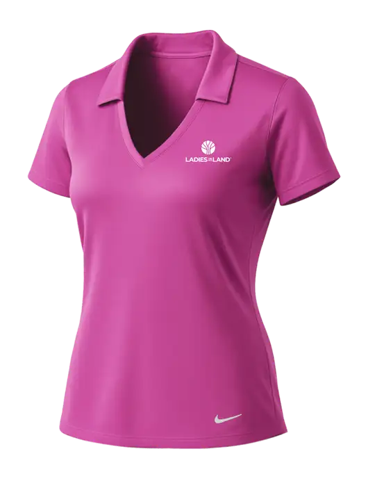 NIKE Pink Fire Womens Dri-Fit Vertical Mesh Polo w/Ladies In Land Logo