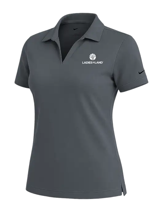 NIKE Dark Grey Womens Dri-Fit Micro Pique Polo w/Ladies In Land Logo