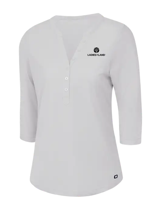 OGIO Bright White Jewel Henley w/Ladies In Land Logo