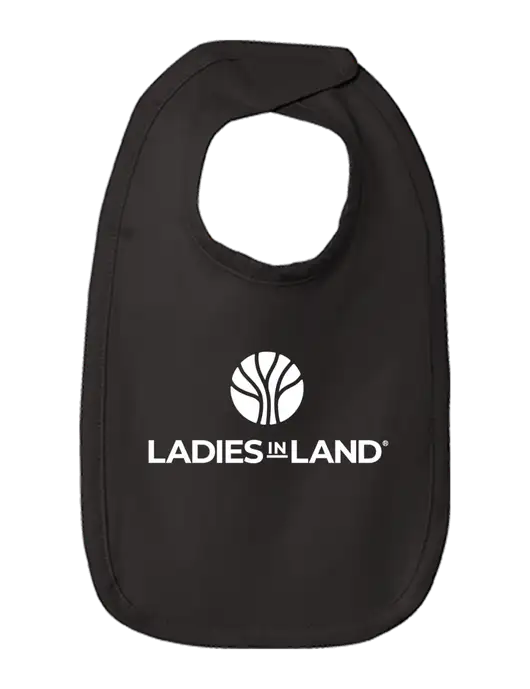 Rabbit Skins Black Infant Premium Jersey Bib w/Ladies In Land Logo