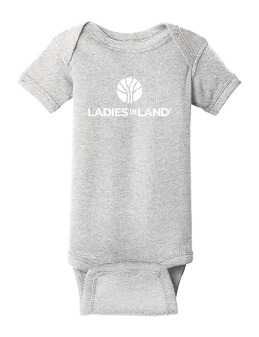 Rabbit Skins Light Grey Heather Infant Short Sleeve Baby Rib Bodysuit w/Ladies In Land Logo