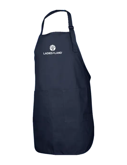 Full-Length Navy Apron With Pockets w/Ladies In Land Logo