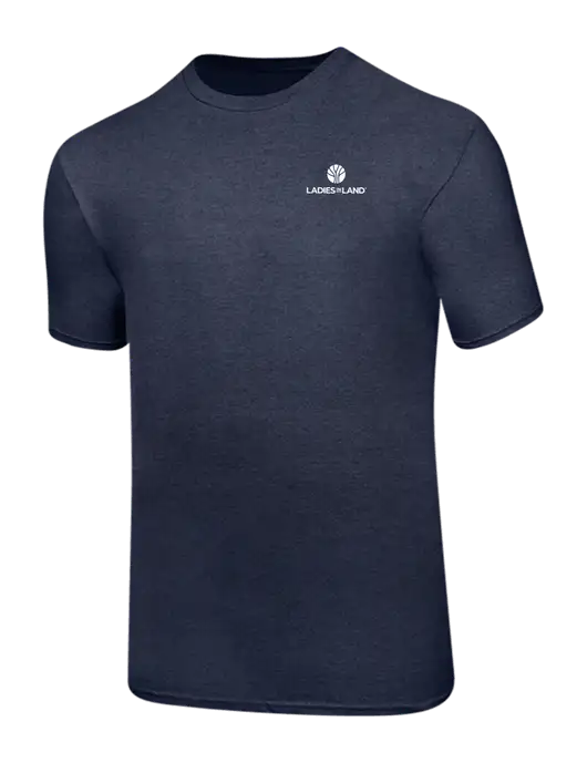Ring Spun Heather Navy 4.5 oz T-Shirt w/Ladies In Land Logo
