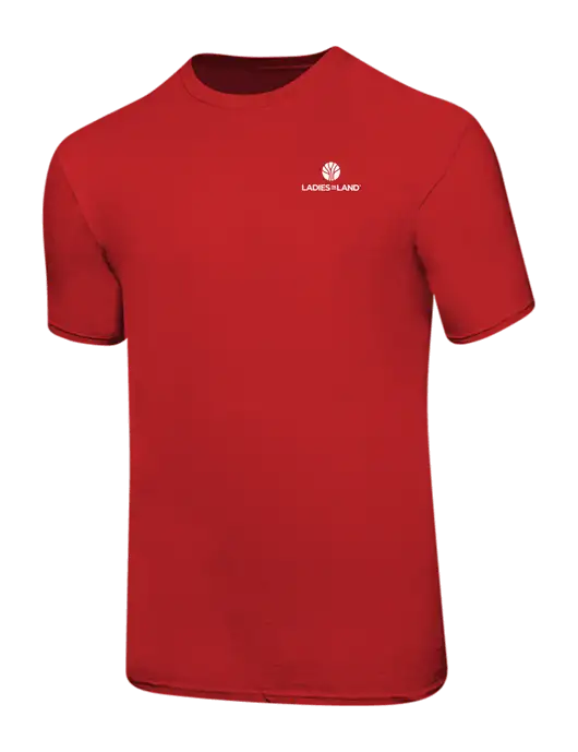 Ring Spun Red 4.5 oz T-Shirt w/Ladies In Land Logo