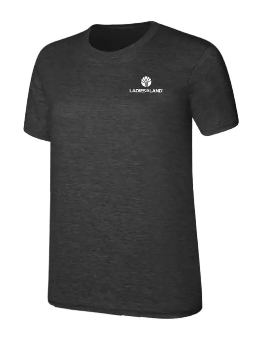 Womens Ring Spun Dark Heather Grey 4.5 oz T-Shirt w/Ladies In Land Logo
