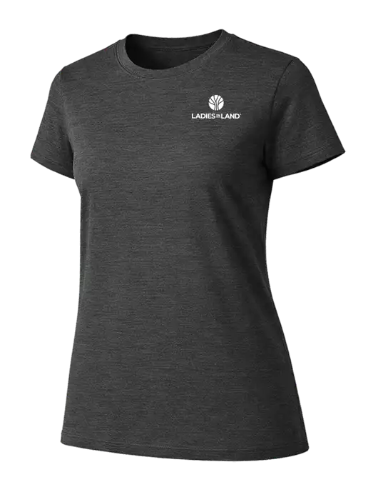 Womens Ring Spun Dark Heather Grey 4.5 oz T-Shirt w/Ladies In Land Logo