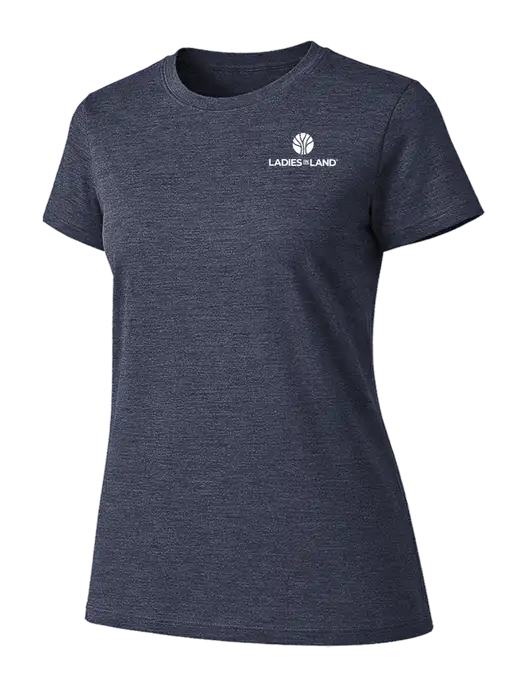 Womens Ring Spun Heather Navy 4.5 oz T-Shirt w/Ladies In Land Logo