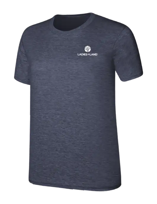 Womens Ring Spun Heather Navy 4.5 oz T-Shirt w/Ladies In Land Logo