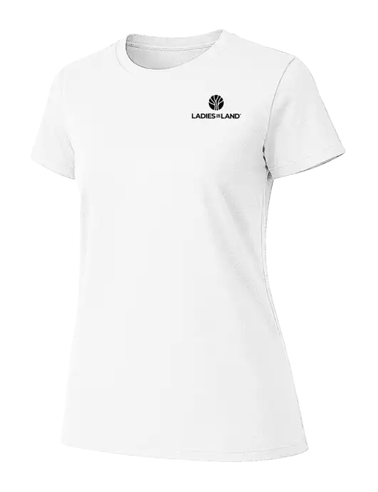 Womens Ring Spun White 4.5 oz T-Shirt w/Ladies In Land Logo