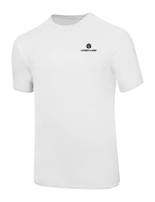 Ring Spun White 4.5 oz T-Shirt w/Ladies In Land Logo