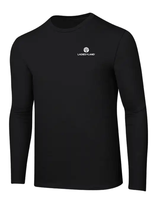 Ring Spun Jet Black 4.5 oz Long Sleeve T-Shirt w/Ladies In Land Logo