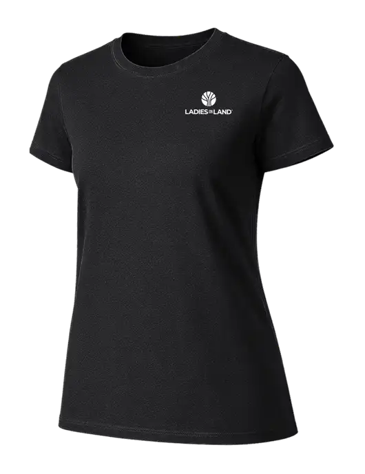 Womens Ring Spun Jet Black 4.5 oz T-Shirt w/Ladies In Land Logo