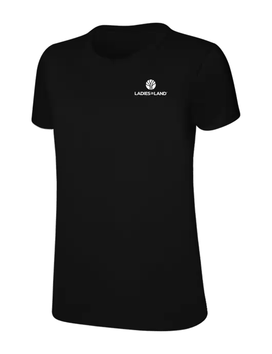 Womens Ring Spun Jet Black 4.5 oz T-Shirt w/Ladies In Land Logo