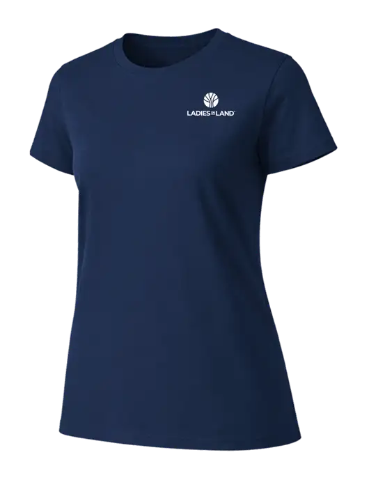 Womens Ring Spun Navy 4.5 oz T-Shirt w/Ladies In Land Logo