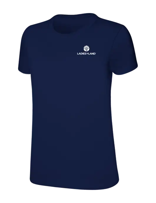 Womens Ring Spun Navy 4.5 oz T-Shirt w/Ladies In Land Logo