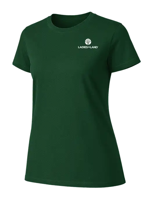 Womens Ring Spun Forest Green 4.5 oz T-Shirt w/Ladies In Land Logo