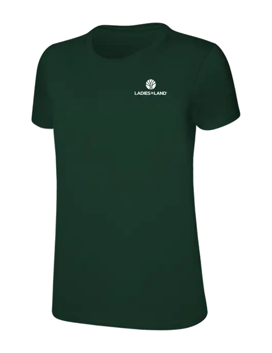 Womens Ring Spun Forest Green 4.5 oz T-Shirt w/Ladies In Land Logo