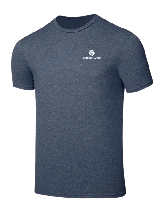 Seriously Soft Heathered Navy T-Shirt w/Ladies In Land Logo