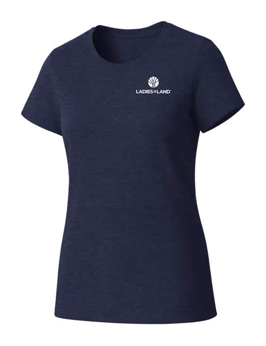 Womens Seriously Soft Heathered Navy T-Shirt w/Ladies In Land Logo