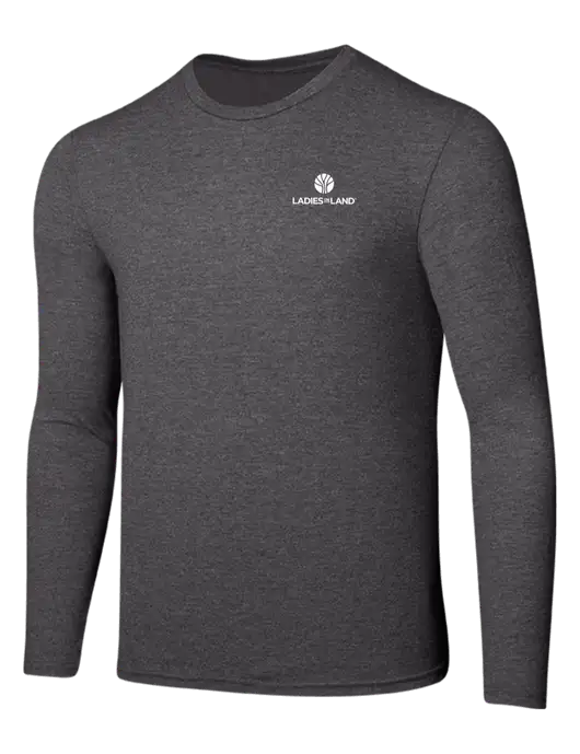 Seriously Soft Heathered Charcoal Long Sleeve T-Shirt w/Ladies In Land Logo