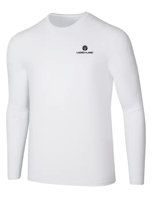 Seriously Soft White Long Sleeve T-Shirt w/Ladies In Land Logo