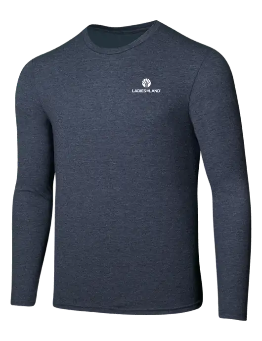 Seriously Soft Heathered Navy Long Sleeve T-Shirt w/Ladies In Land Logo