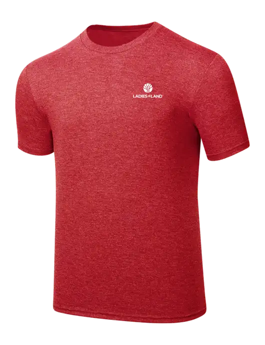 Simply Soft Red Frost 4.5oz  Poly/Combed Ring Spun Cotton T-Shirt w/Ladies In Land Logo