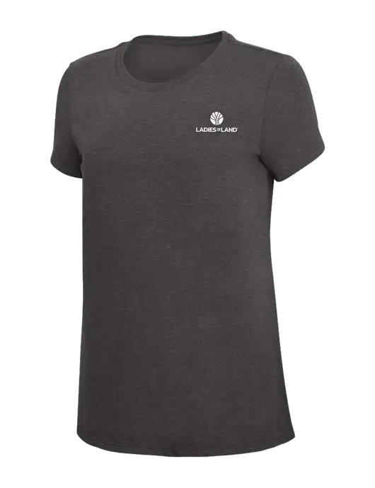 Womens Simply Soft Heather Charcoal 4.5oz  Poly/Combed Ring Spun Cotton T-Shirt w/Ladies In Land Logo