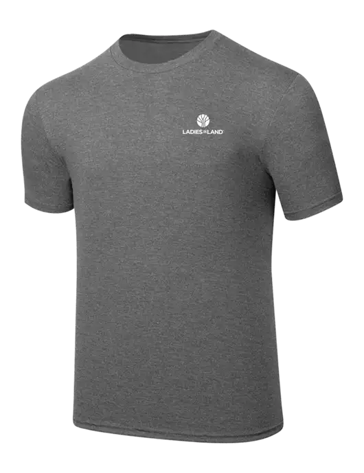 Simply Soft Heathered Medium Grey 4.5oz  Poly/Combed Ring Spun Cotton T-Shirt w/Ladies In Land Logo