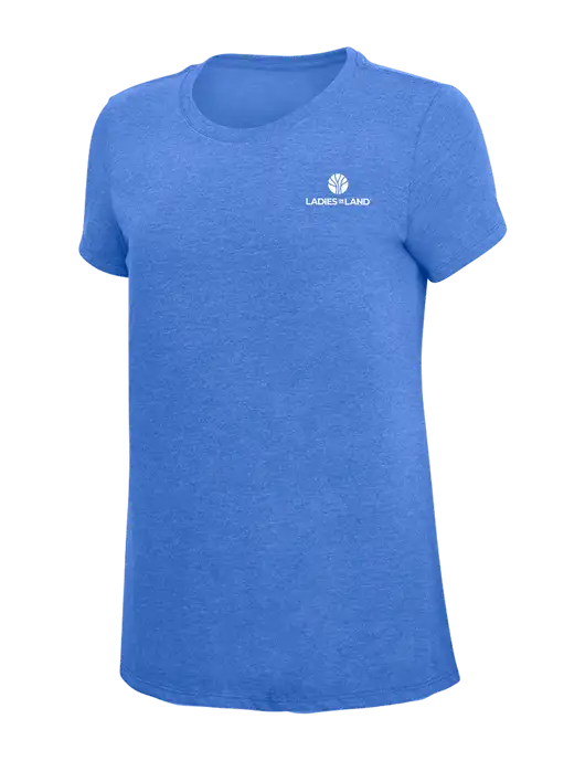 Womens Simply Soft Royal Frost 4.5oz  Poly/Combed Ring Spun Cotton T-Shirt w/Ladies In Land Logo