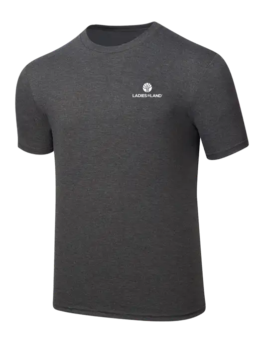 Simply Soft Heathered Charcoal 4.5oz  Poly/Combed Ring Spun Cotton T-Shirt w/Ladies In Land Logo