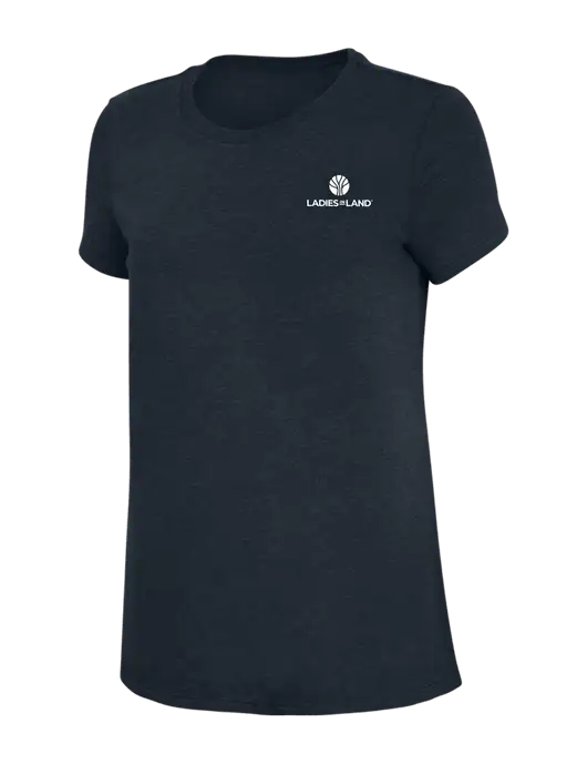 Womens Simply Soft Navy 4.5oz Poly/Combed Ring Spun Cotton T-Shirt w/Ladies In Land Logo