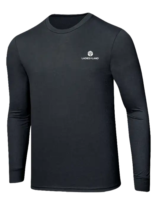 Simply Soft Long Sleeve Black Frost 4.5 oz, Poly/Combed Ring Spun Cotton T-Shirt w/Ladies In Land Logo