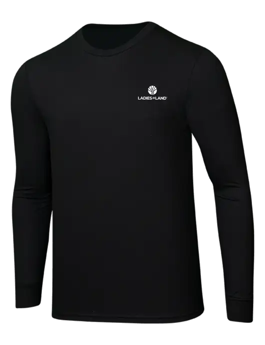 Simply Soft Long Sleeve Black 4.5 oz, Poly/Combed Ring Spun Cotton T-Shirt w/Ladies In Land Logo