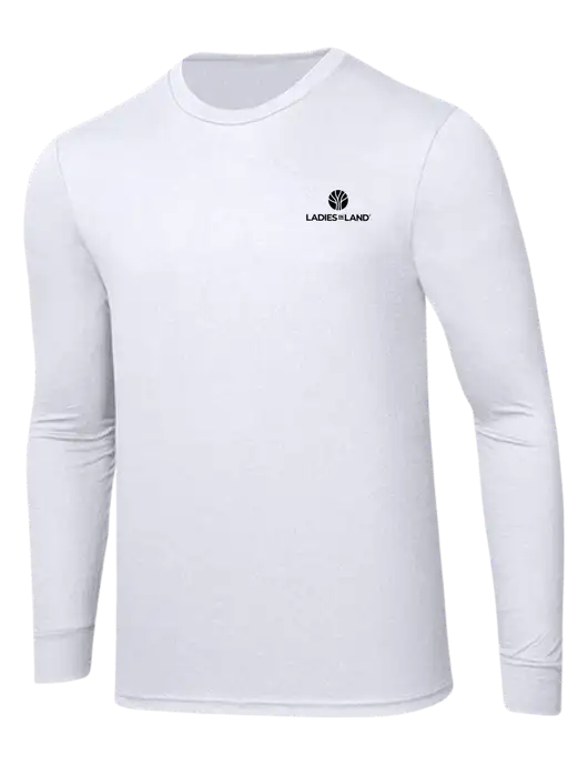 Simply Soft Long Sleeve White 4.5 oz, Poly/Combed Ring Spun Cotton T-Shirt w/Ladies In Land Logo