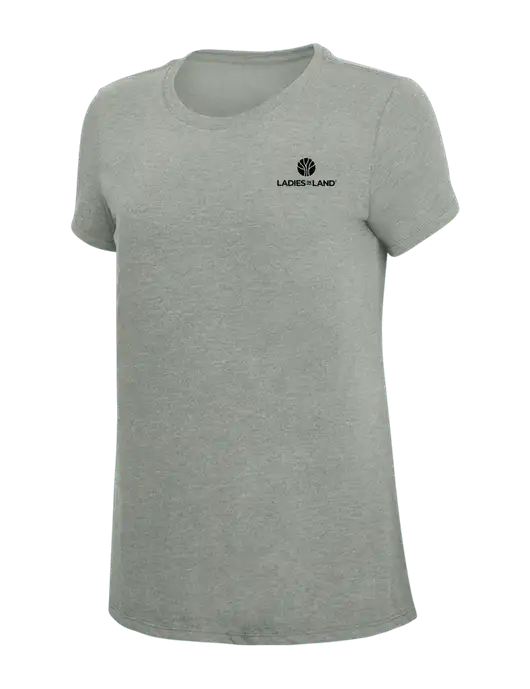 Womens Simply Soft Grey Frost 4.5oz  Poly/Combed Ring Spun Cotton T-Shirt w/Ladies In Land Logo