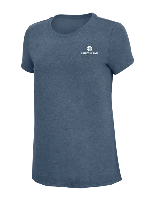 Womens Simply Soft Navy Frost 4.5oz  Poly/Combed Ring Spun Cotton T-Shirt w/Ladies In Land Logo