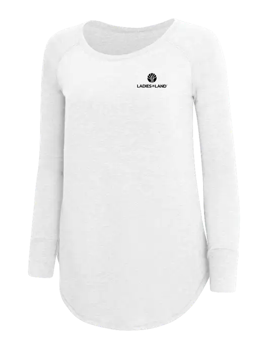 Womens Perfect Wide Collar Tunic Tri-Blend White 4.5 oz T-Shirt w/Ladies In Land Logo