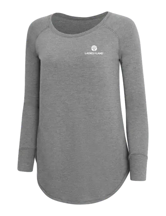 Womens Perfect Wide Collar Tunic Tri-Blend Grey Frost 4.5 oz T-Shirt w/Ladies In Land Logo