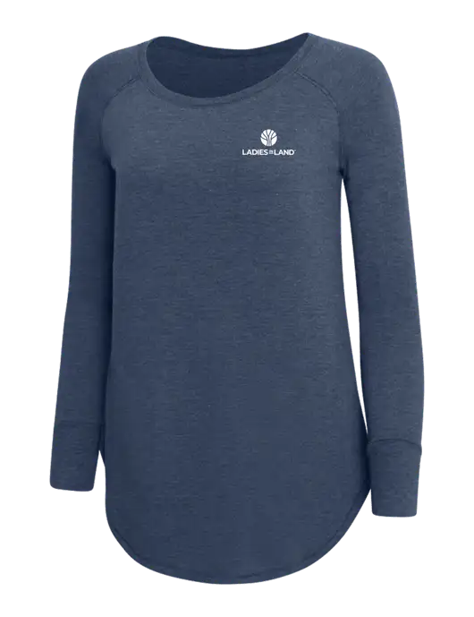 Womens Perfect Wide Collar Tunic Tri-Blend Navy Frost 4.5 oz T-Shirt w/Ladies In Land Logo
