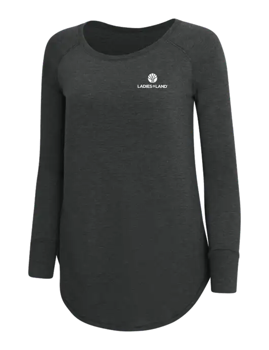 Womens Perfect Wide Collar Tunic Tri-Blend Black Frost 4.5 oz T-Shirt w/Ladies In Land Logo